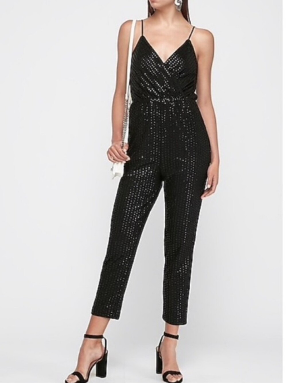 Express Black Sequin Jumpsuit Romper S
